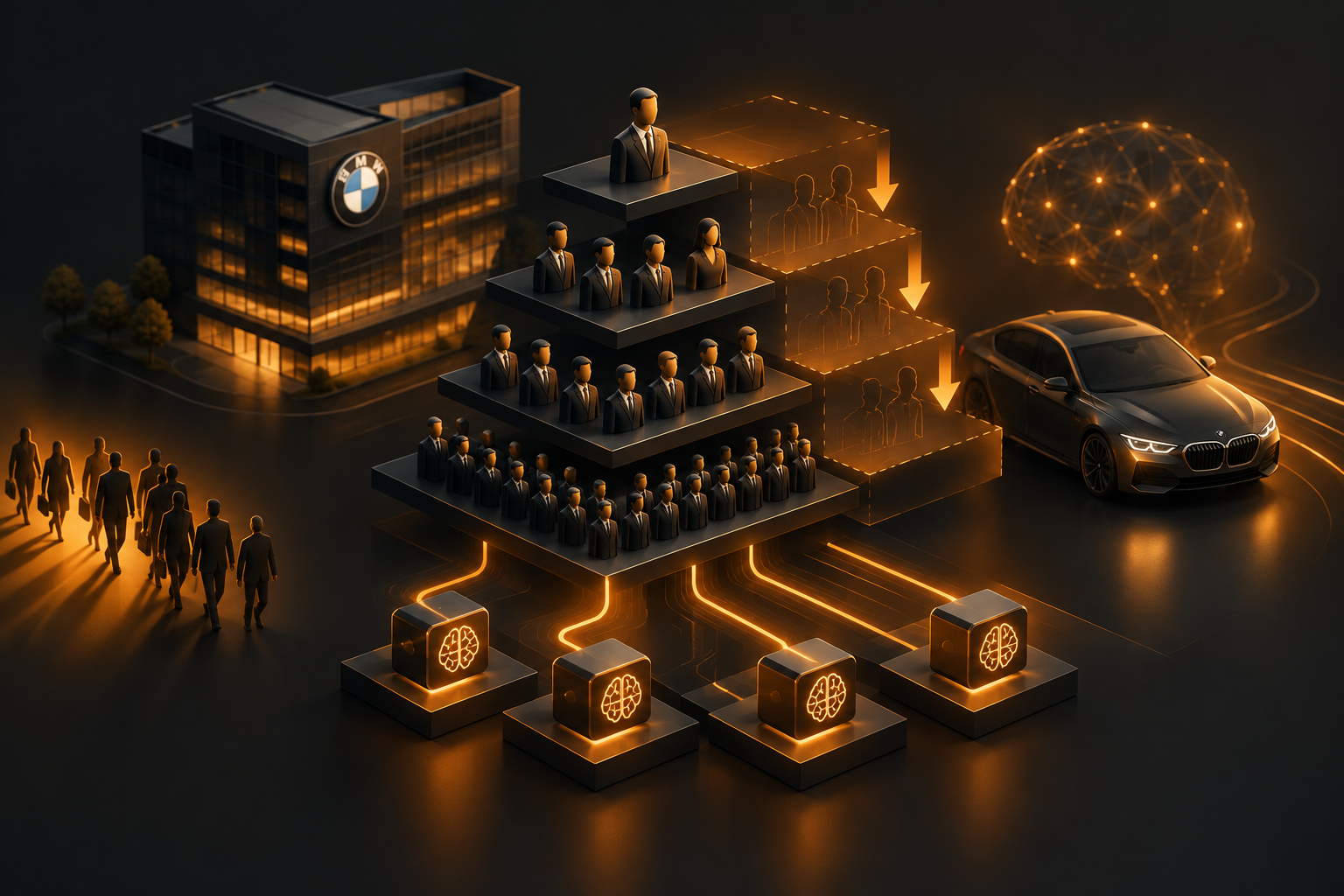 BMW cuts 20 percent of management layers – agentic AI systems to make it work